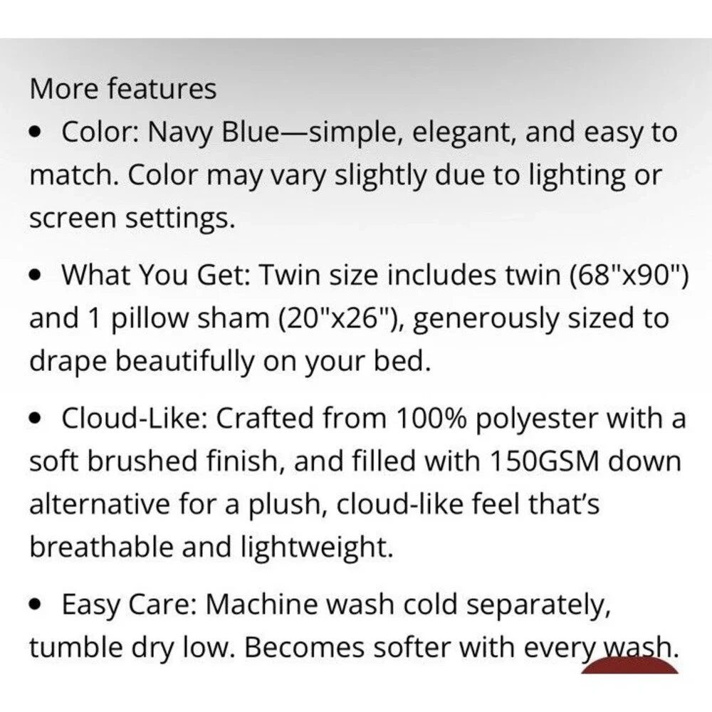 WDCOZY Navy Blue Twin Size Quilt Bedding Sets With Pillow Sham